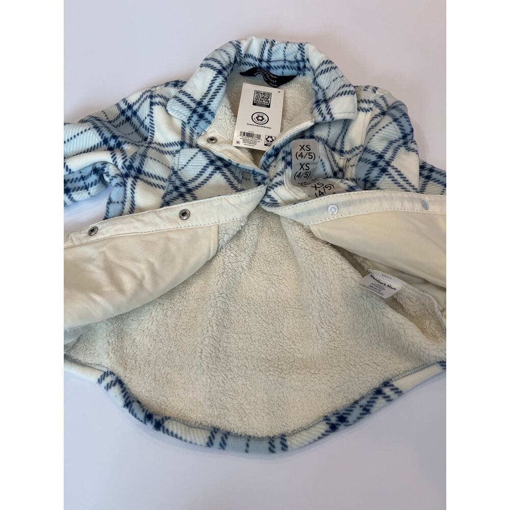 Members Mark Girls Sherpa Lined Shacket Blue Cream Size XS (4/5) NWT - Picture 12 of 16
